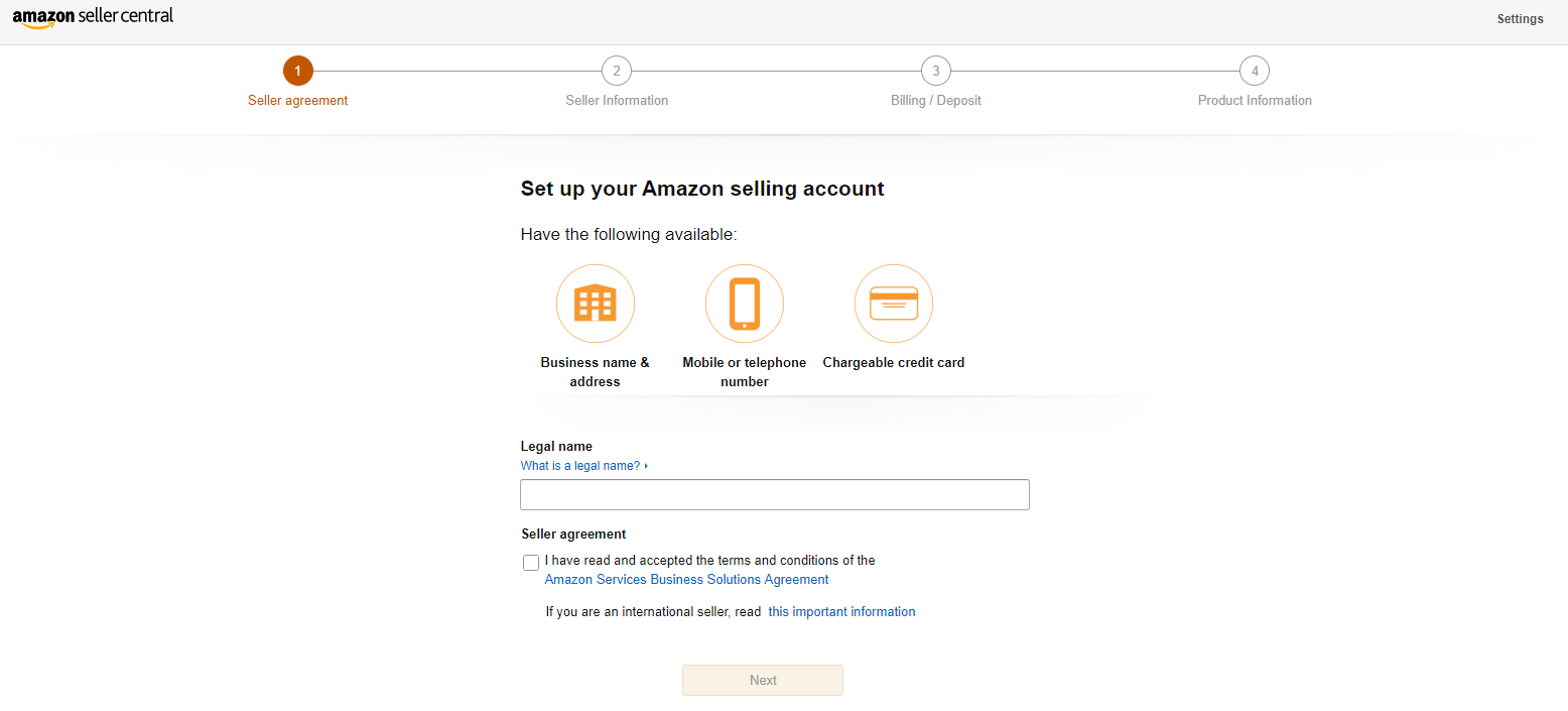 Register Amazon Seller Agreement for australia