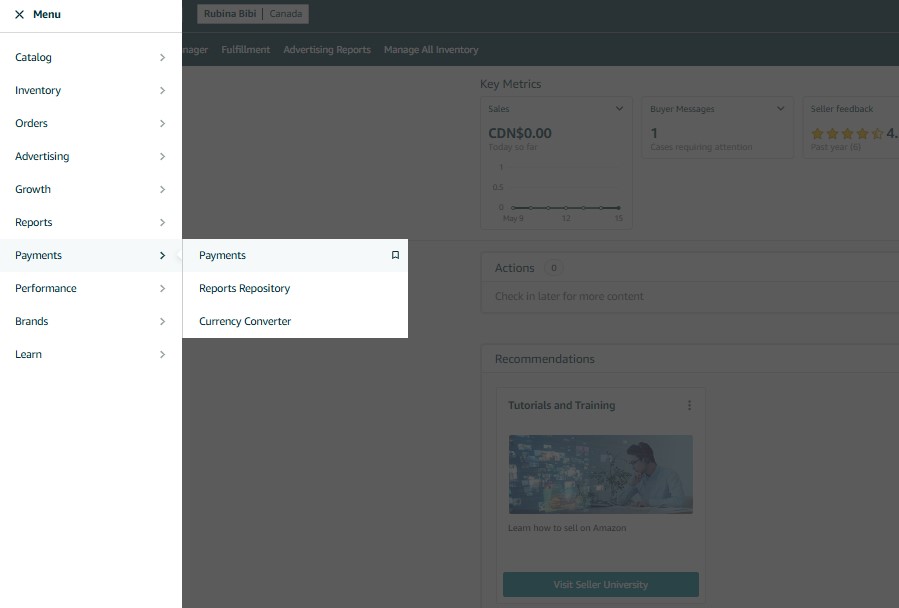 amazon seller central payments