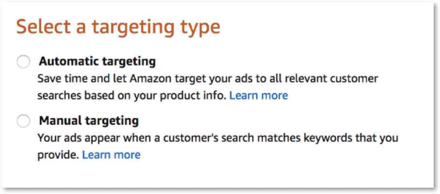 amazon ads targeting type