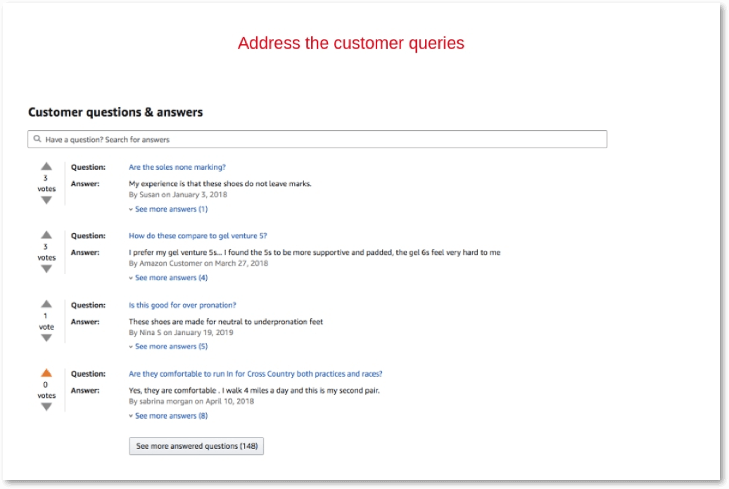 address the customer queries