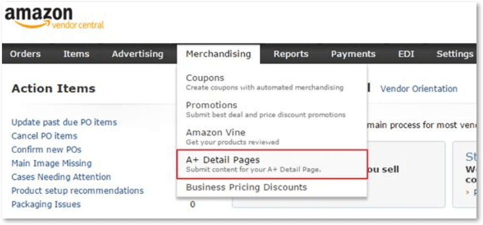 amazon vendor a+ content options