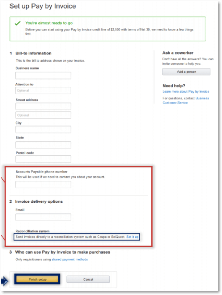 set up pay by invoice