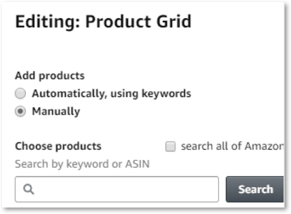 editing amazon store product grid