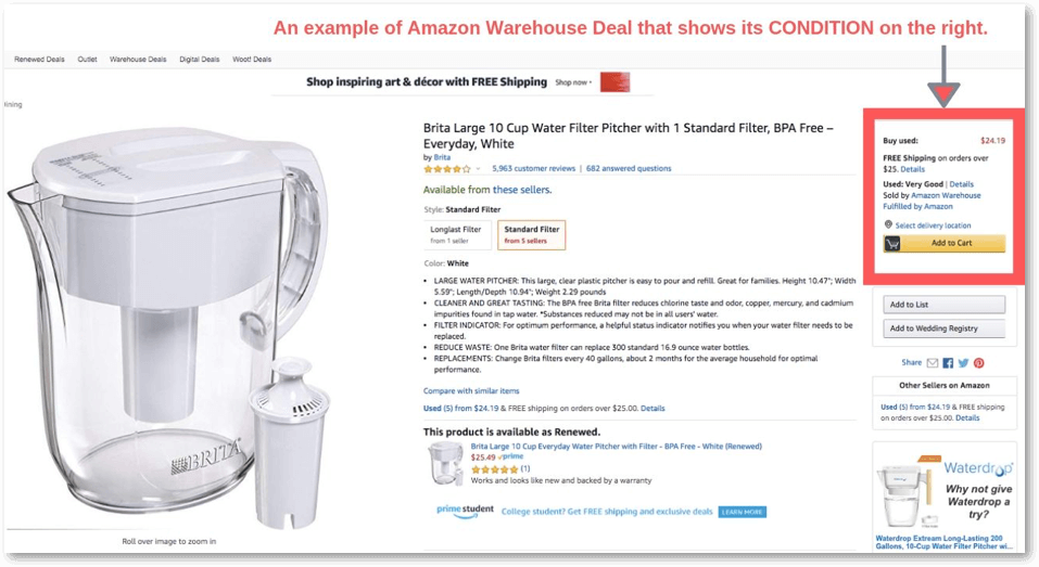 listing conditions of amazon warehouse