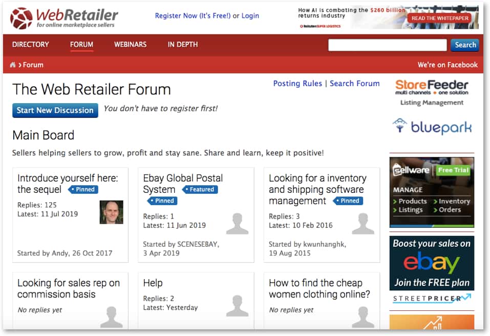 web retailer seller forum