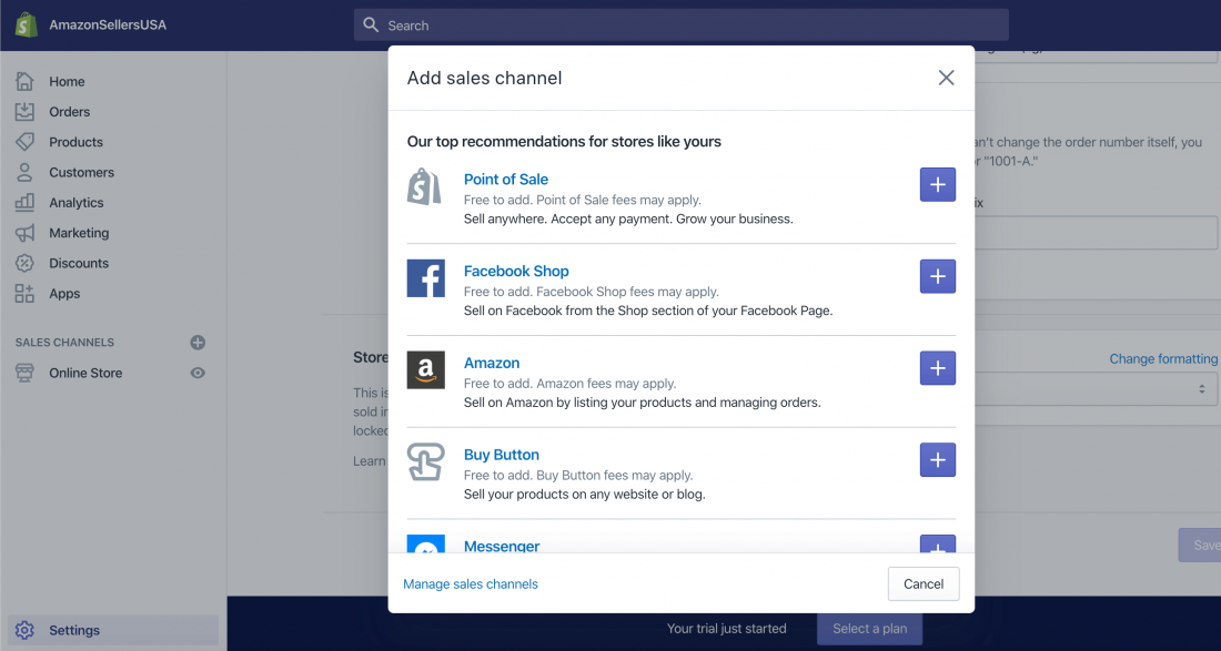 shopify sales channel with amazon integration
