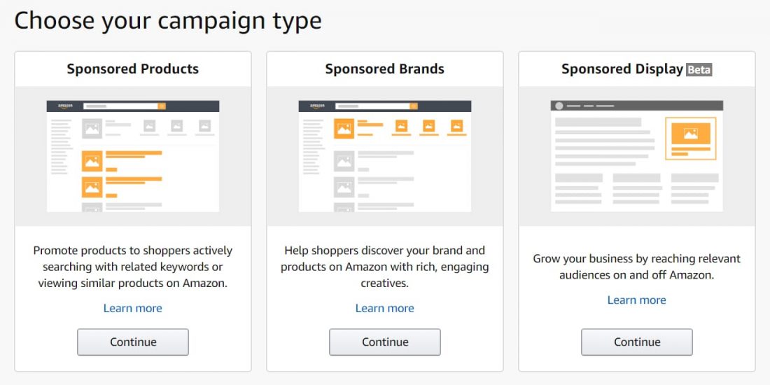 selection of sponsored campaign types