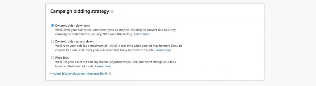 amazon sponsored product campaign bidding strategy