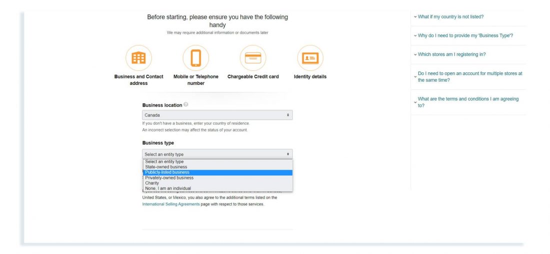 How to sign up for the Amazon.ca seller account