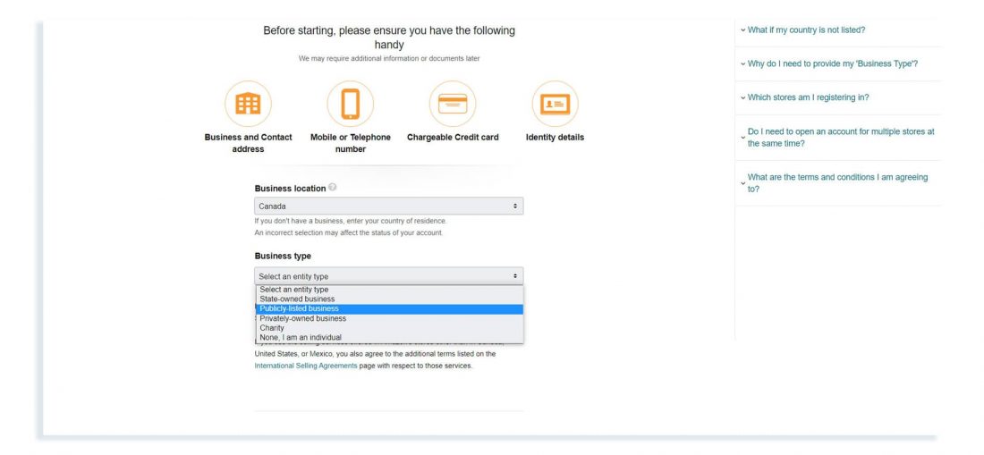 How to sign up for the Amazon.ca seller account
