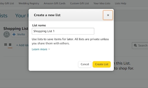 Amazon wish list address private