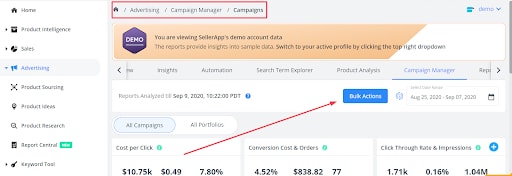 sellerapp bulk actions