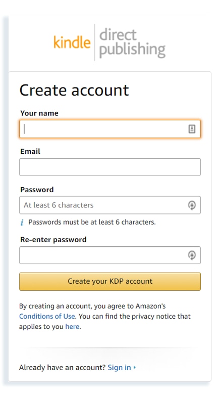 amazon kdp login