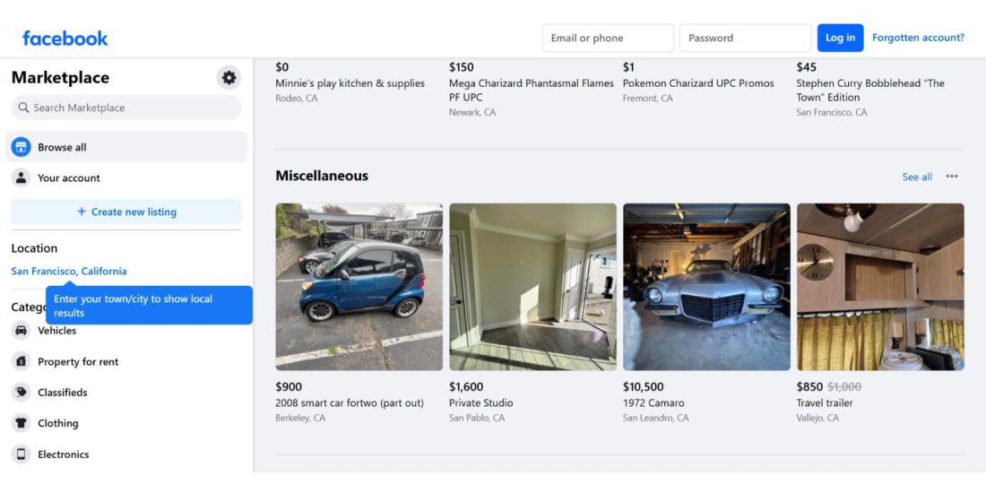 Facebook marketplace