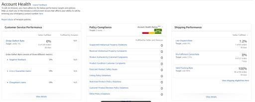 how to find your amazon account health metric