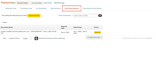 amazon data range report