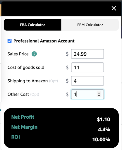 amazon fba calculator