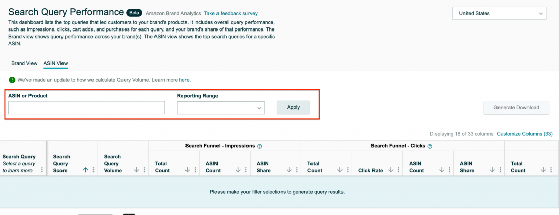 Amazon Search Query Performance metrics
