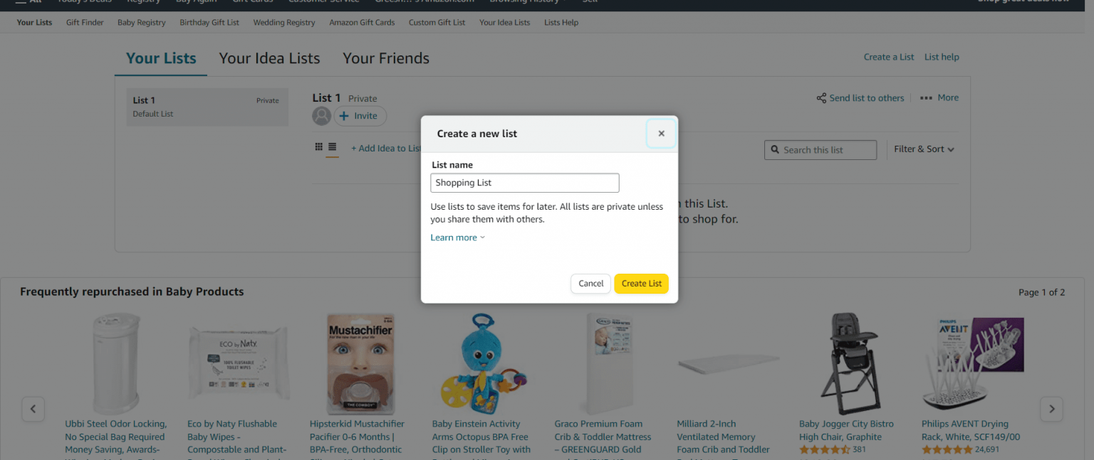 how to add items to wish list on amazon app