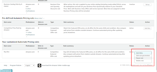 edit automated pricing rule