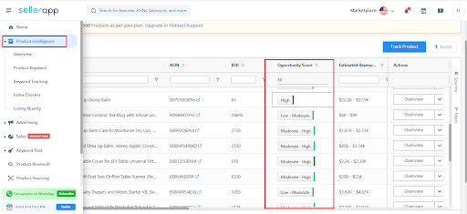 sellerapp dashboard