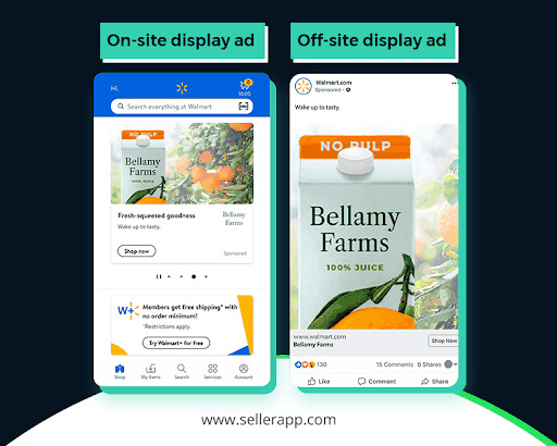 walmart sponsored on-site and off-site display ads