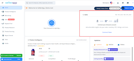 connect seller central account with sellerapp dashboard