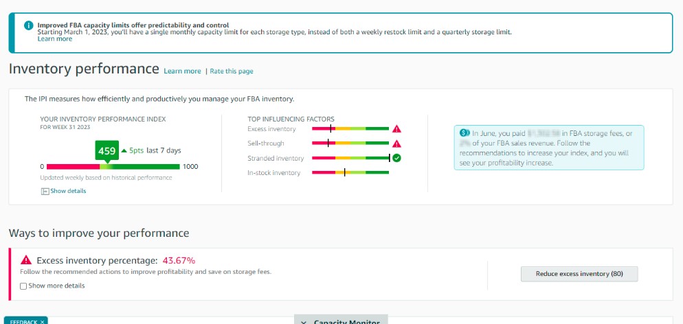 amazon inventory performance metrics