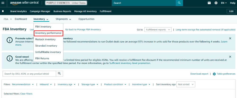 amazon inventory performance