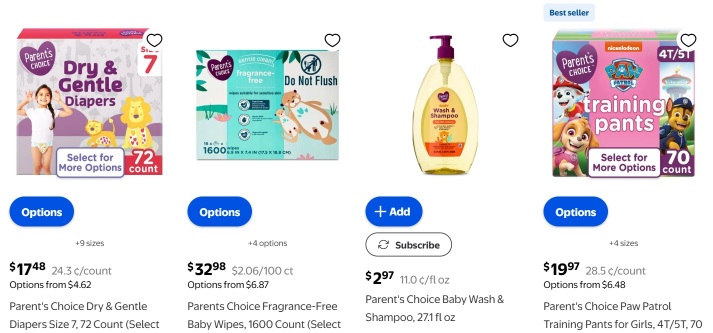 parents choice on walmart