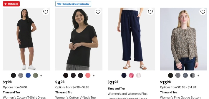time and tru on walmart