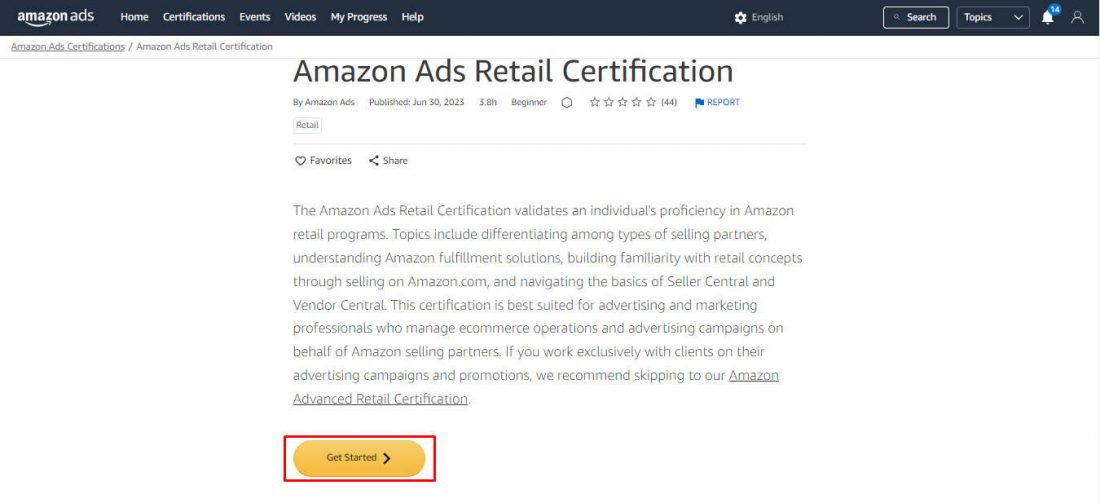 amazon sponsored ads certification
