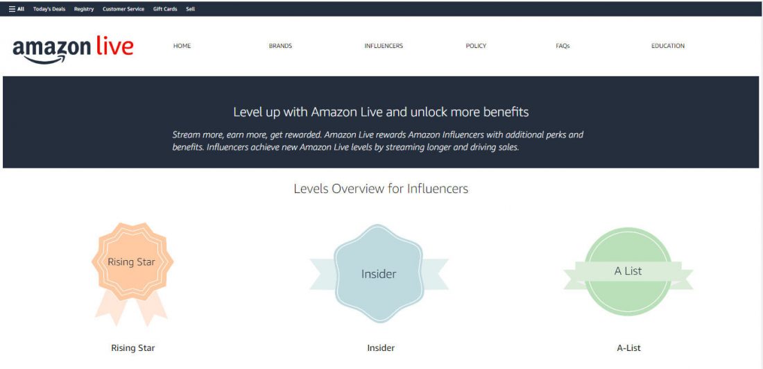 Amazon Live Levels for Influencers