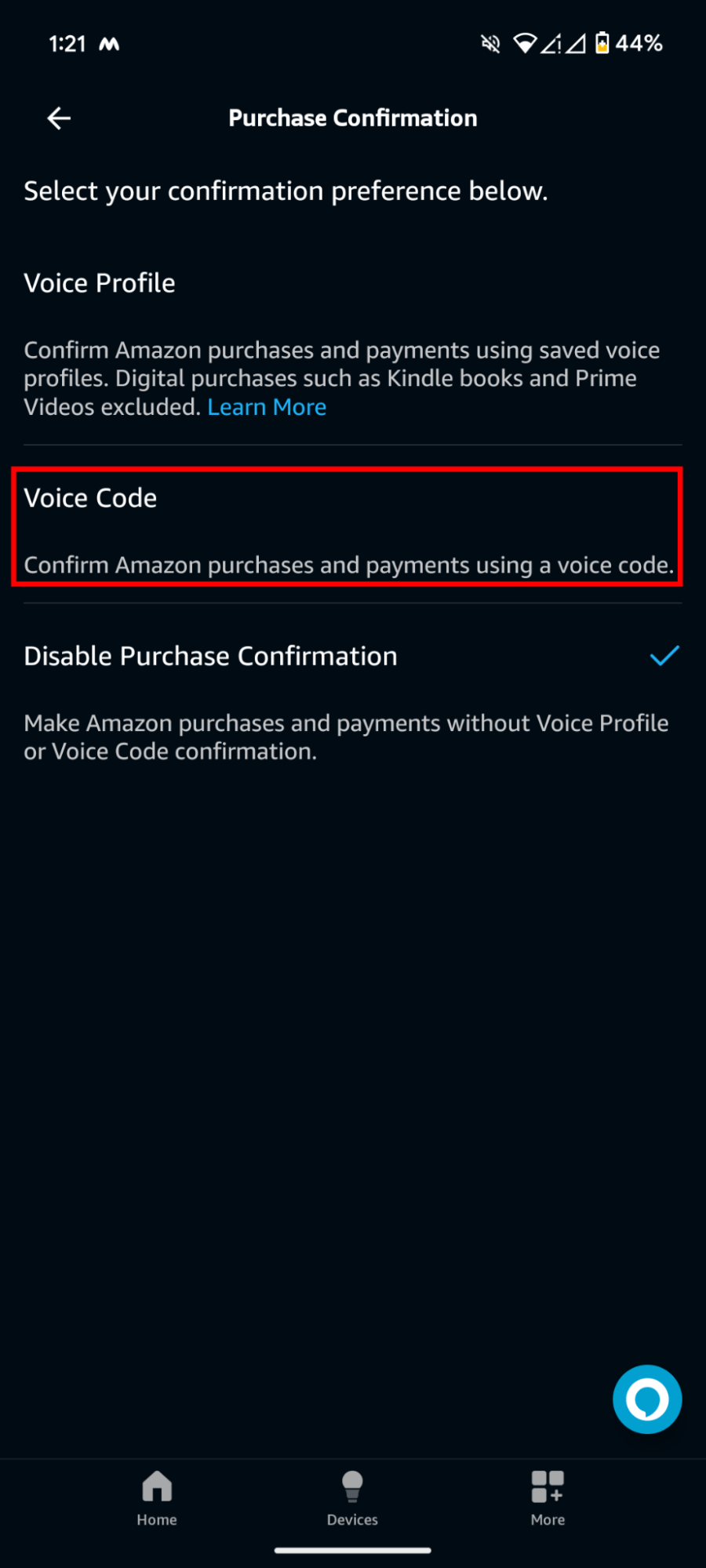 Understanding Amazon Alexa Voice Shopping: An Overview 8 Then click on Voice Code to enter a voice code