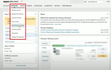 amazon seller central inventory