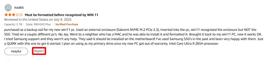 report fake review