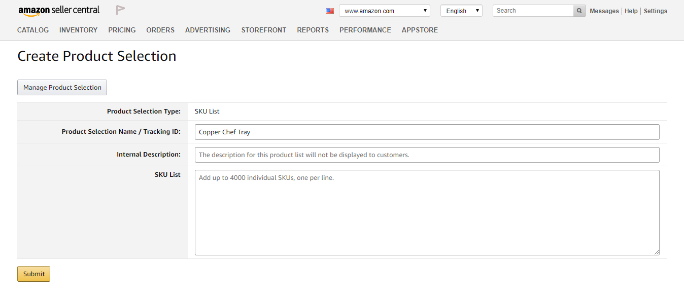 create product selection1