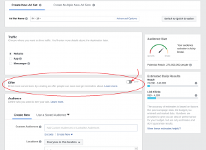 Facebook ad offer
