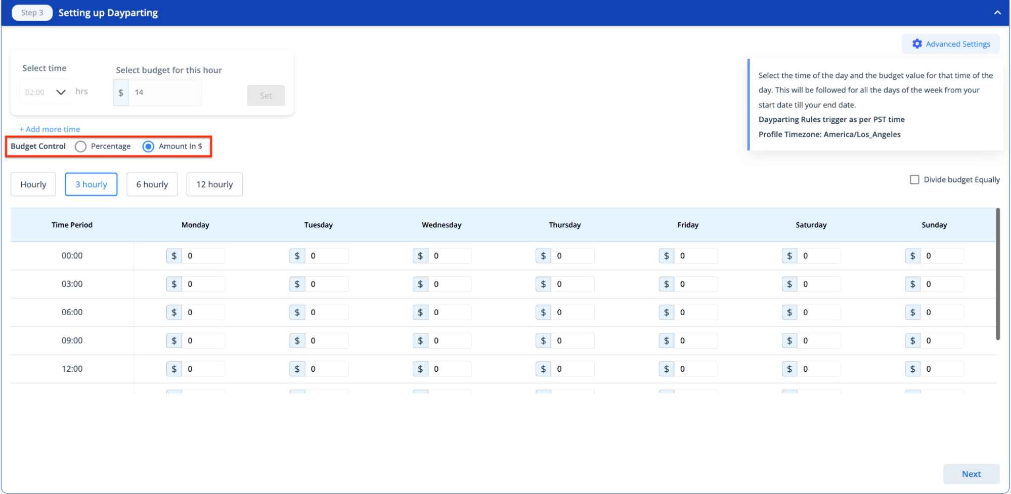 Set up budget control