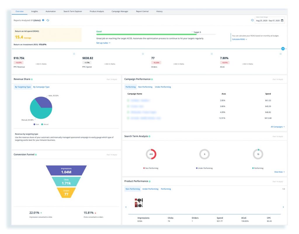 sellerapp dashboard