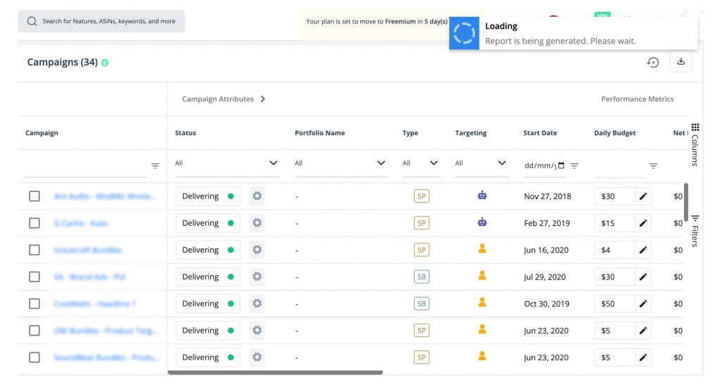 amazon ppc data export
