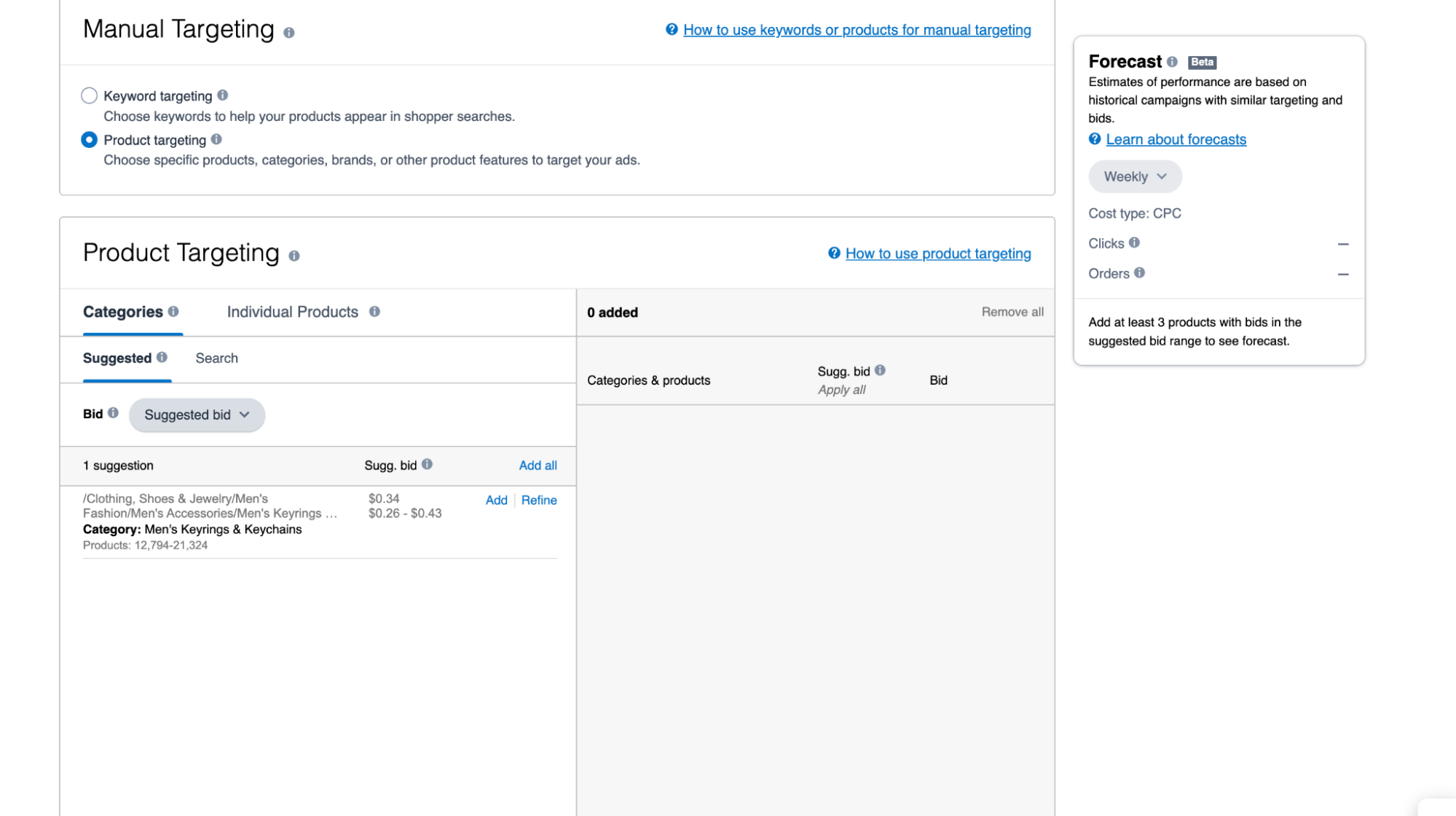 Choose Product Targeting