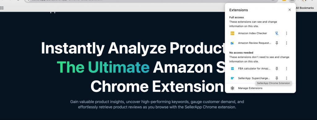 sellerapp chrome extension